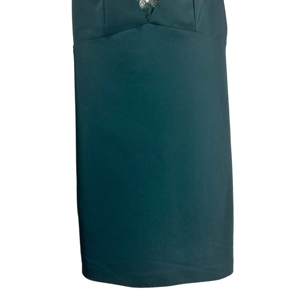 Zara Green Sleeveless Deep V-Neck Mini Dress Lace Trim Strappy Back Design Small - Picture 6 of 15